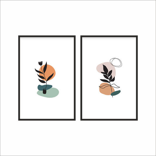 Abstract Leaf Harmony Wall Frame Set – Minimalist Art with Earthy Charm 🌿