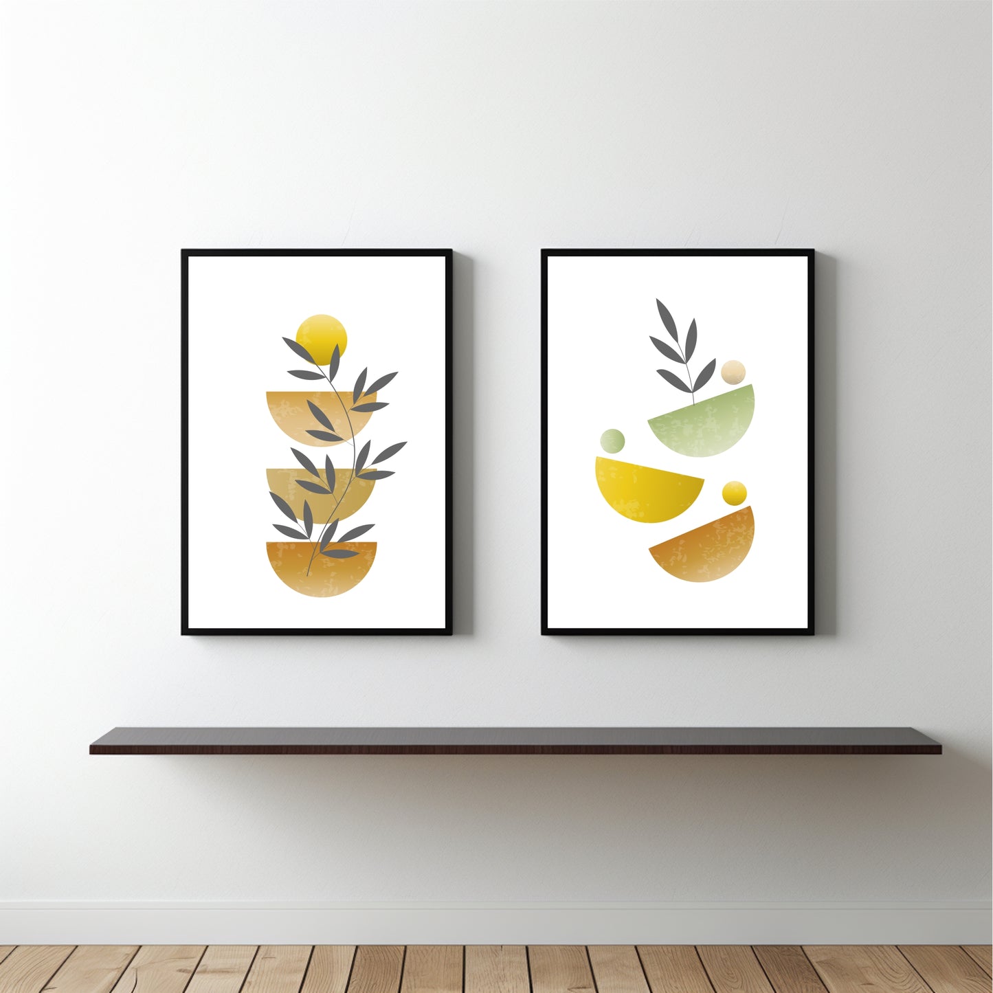 Modern Balance Wall Frame Set – Abstract Botanical Art for Minimal Interiors 🌼
