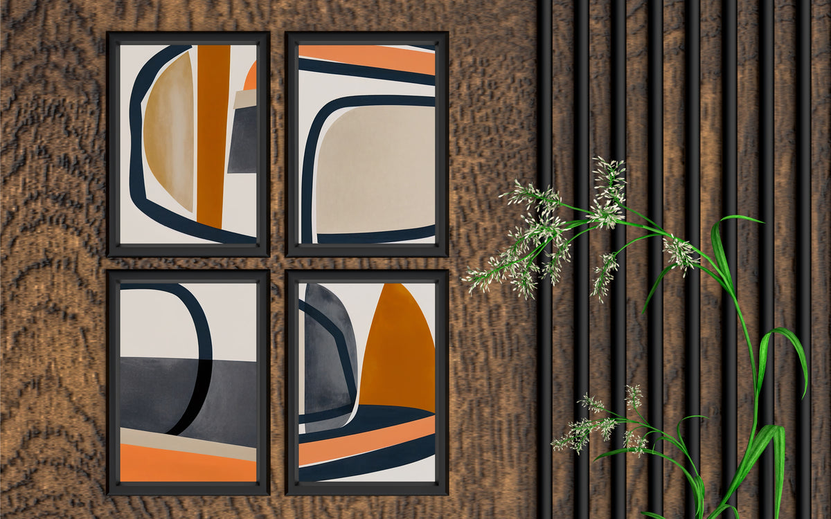 Urban Flow – Modern Geometric Abstract Wall Art 🧡🖤✨