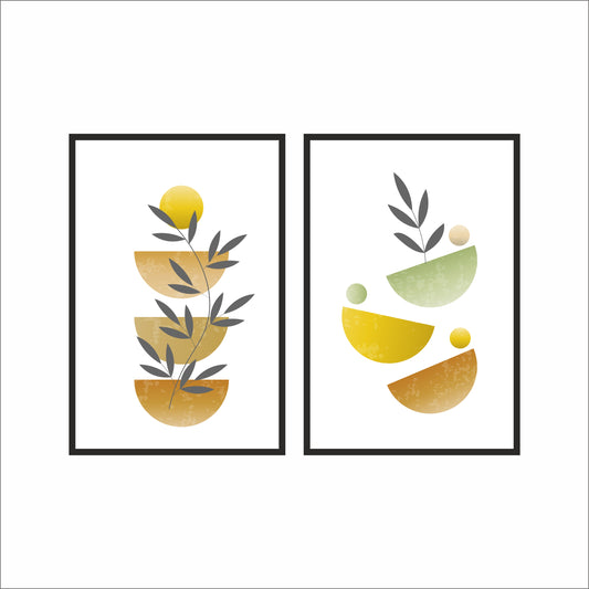 Modern Balance Wall Frame Set – Abstract Botanical Art for Minimal Interiors 🌼