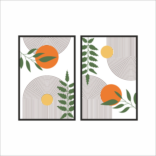 Retro Botanical Geometry Wall Frame Set – Modern Art with Natural Vibes 🌞