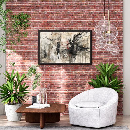 Abstract Urban Couple Wall Art | Contemporary Sketch & Ink Painting