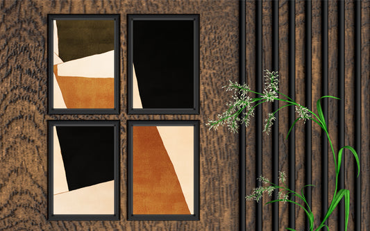 Earthline Contrast – Modern Abstract Wall Art Set 🤎🖤✨