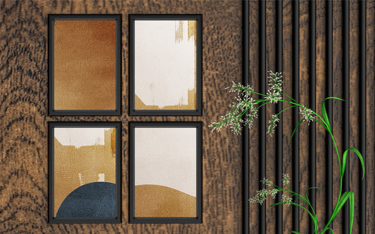 Golden Horizon Silence – Neutral Minimal Abstract Wall Art 🤍✨