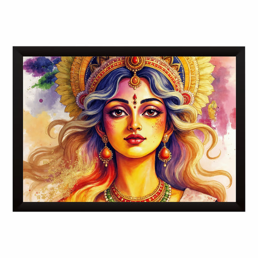 Hindu Goddess Wall Art | Divine Indian Goddess Portrait Painting