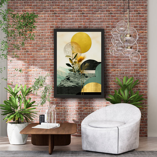 Abstract Botanical Landscape Wall Art | Modern Nature Collage Poster