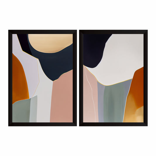 Abstract Geometric Wall Art Set | Modern Neutral Color Block Decor