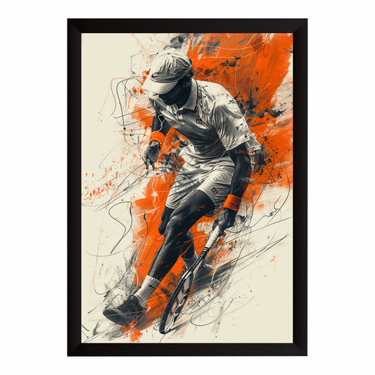 Tennis Player Wall Art | Modern Sports Black Framed Print