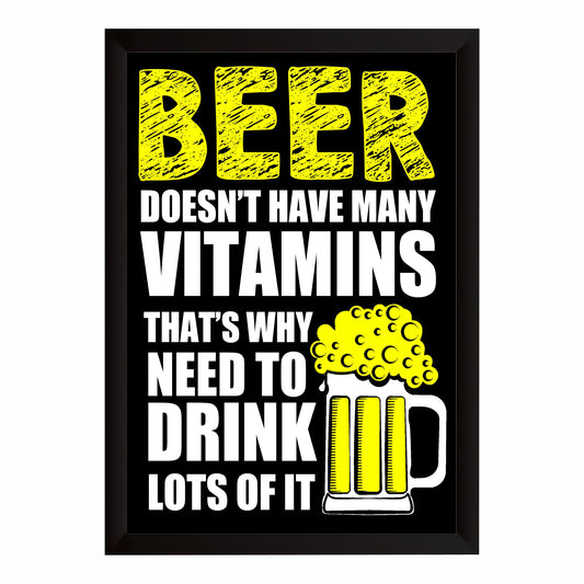 Beer Wall Art | Funny Beer Quote Framed Artwork | Beer Lover Décor | Pub Bar & Man Cave Wall Décor