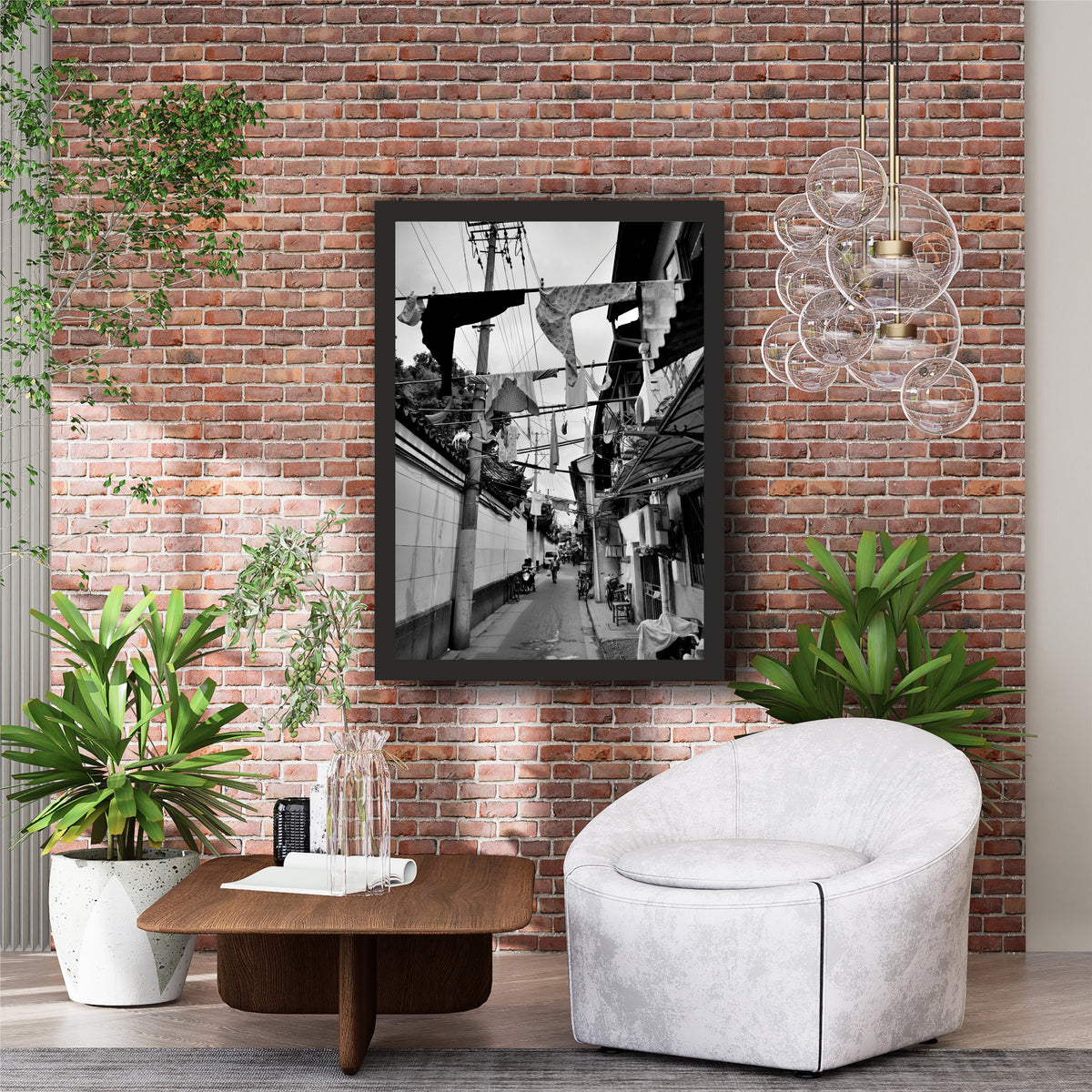 Old Shanghai Street Black & White Wall Art | Vintage Urban Photography Print