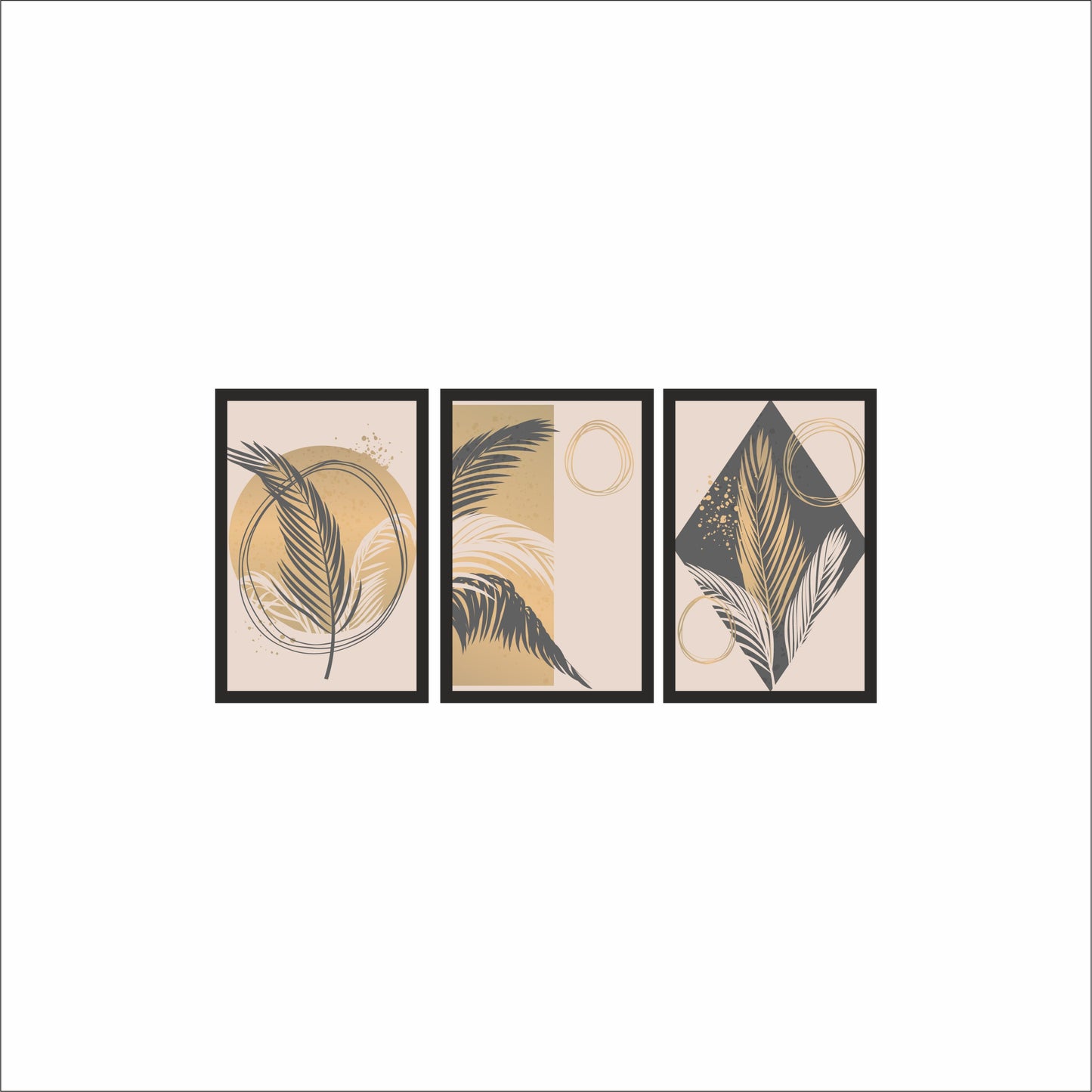 Golden Palm Serenity Wall Frame Set – Modern Botanical Elegance 🌾