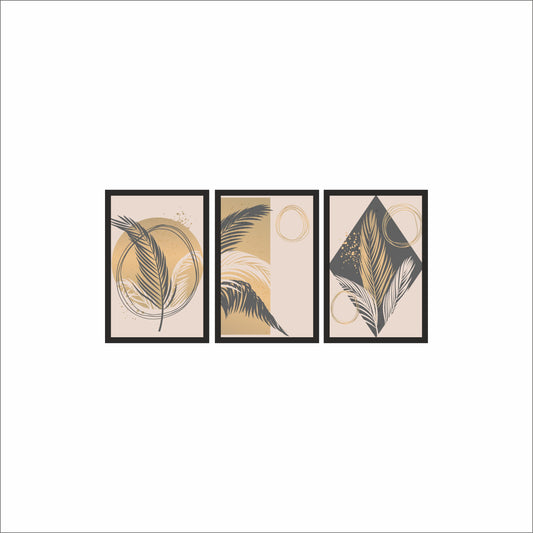 Golden Palm Serenity Wall Frame Set – Modern Botanical Elegance 🌾