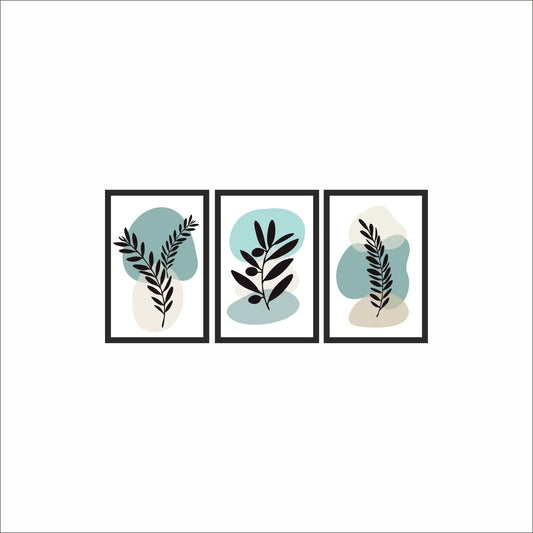 Golden Moonleaf Harmony Wall Frame Set – Modern Nature-Inspired Art 🌙