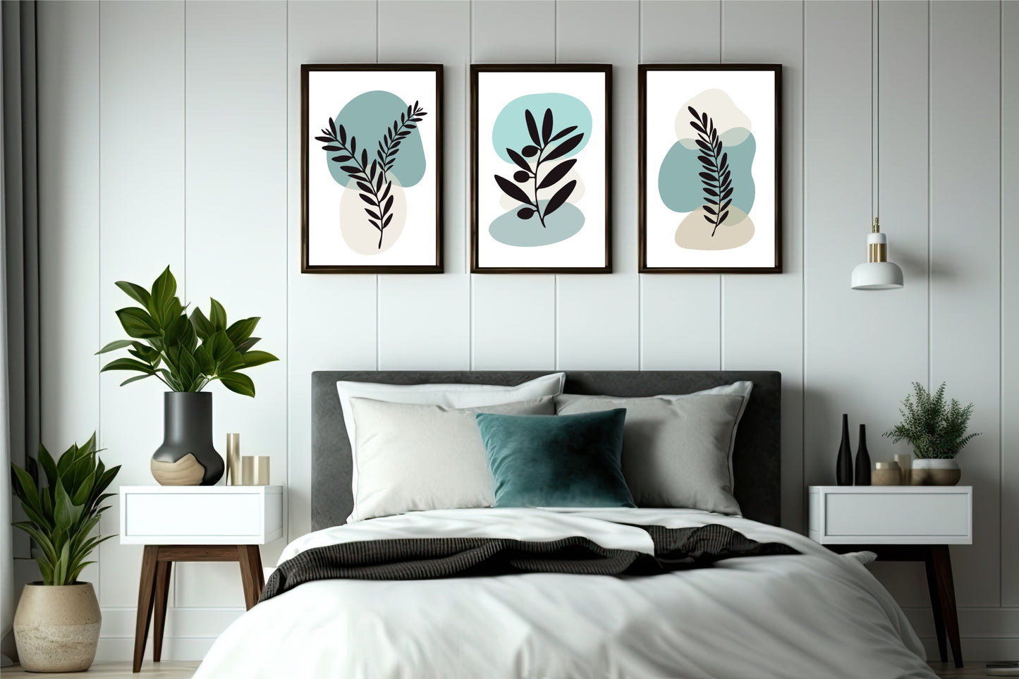 Golden Moonleaf Harmony Wall Frame Set – Modern Nature-Inspired Art 🌙