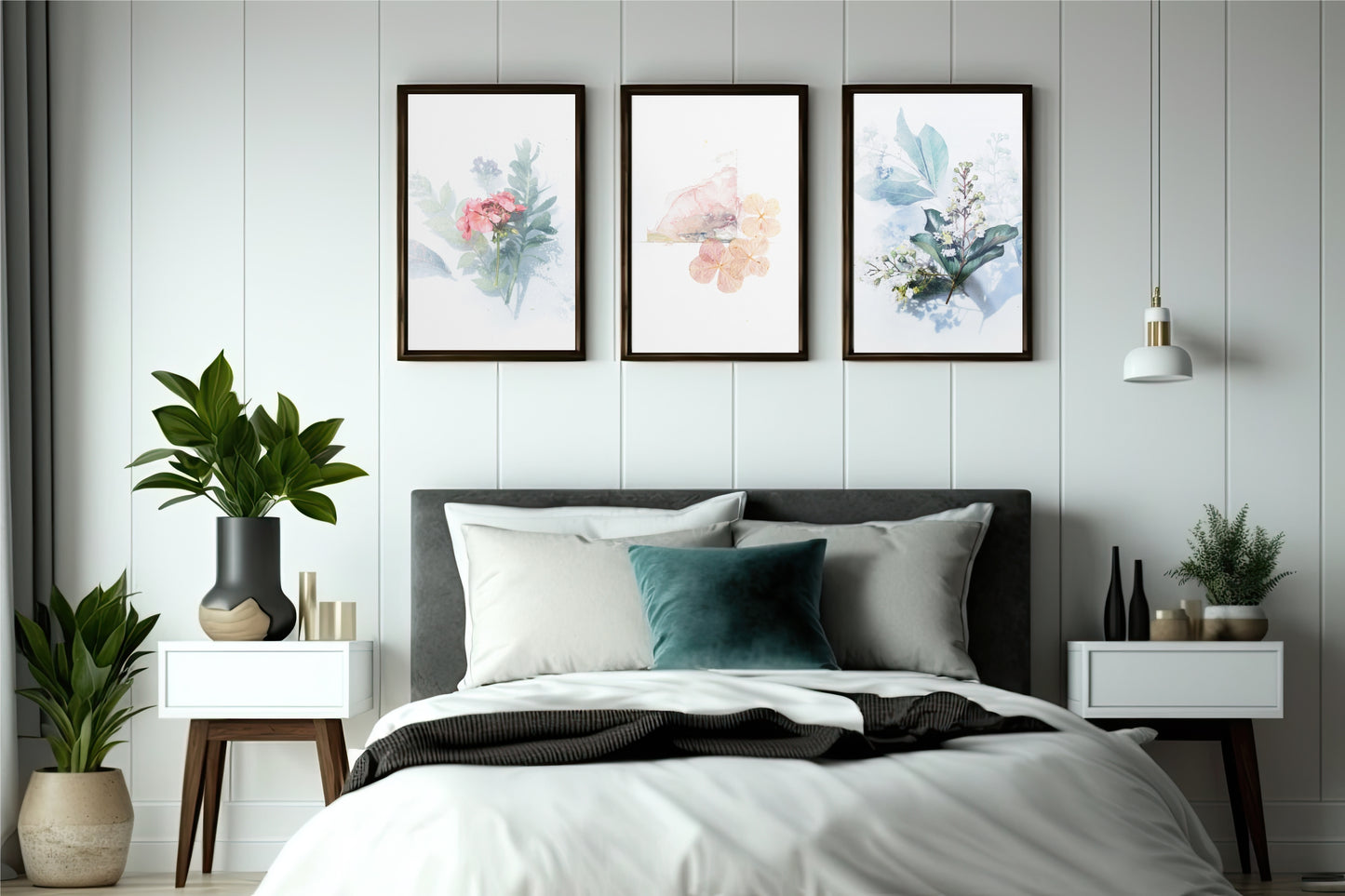 Blossom Mist Wall Frame Set – Soft Watercolor Floral Art for Serene Spaces 🌸