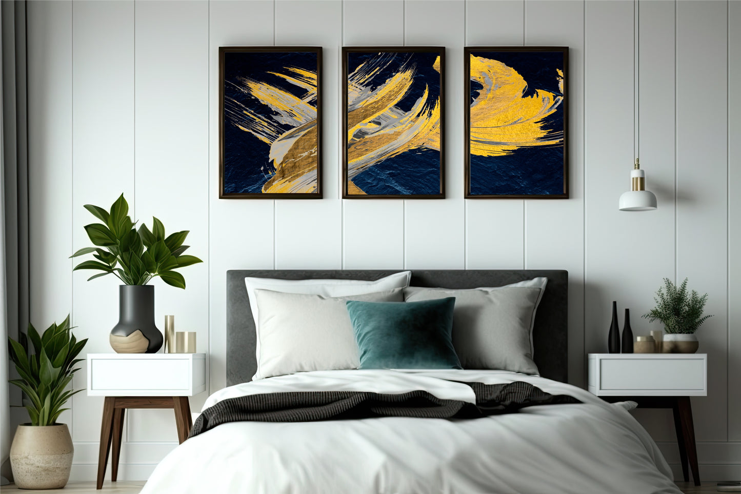 Golden Symphony Wall Frame Set – Abstract Elegance in Motion ✨