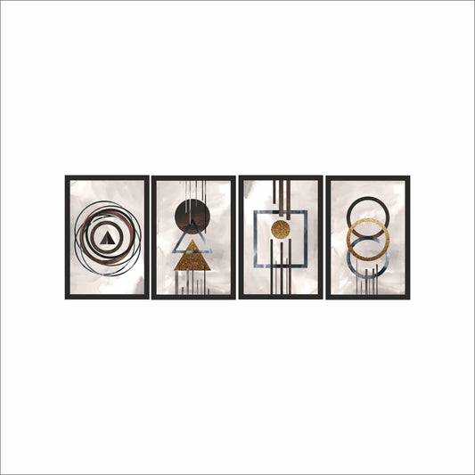 Modern Geometric Shapes Wall Frame Set – Abstract Luxury Art for Contemporary Interiors ✨