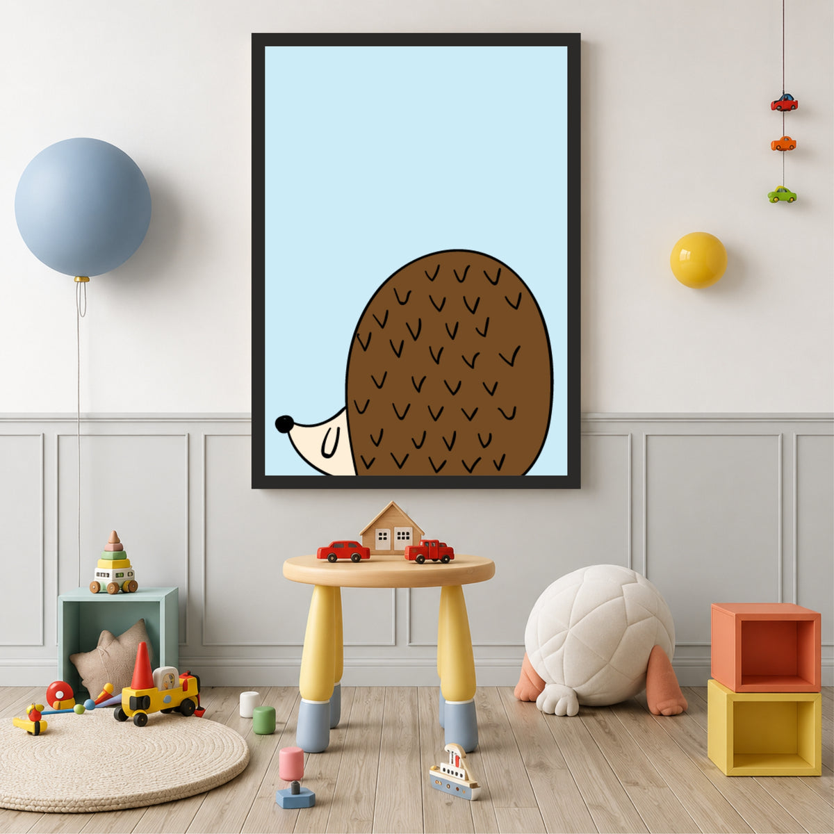 Cute Hedgehog Wall Art | Minimalist Woodland Nursery Animal Print