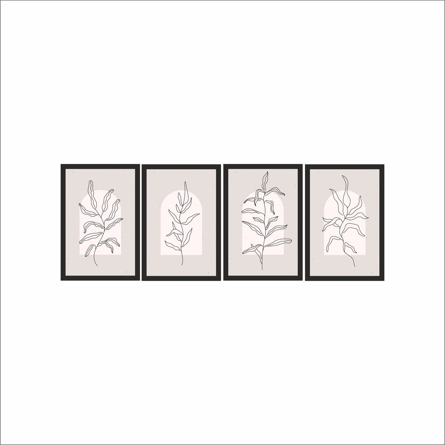 Abstract Leaf Line Art Frame Set – Modern Minimal Botanical Wall Decor 🌿