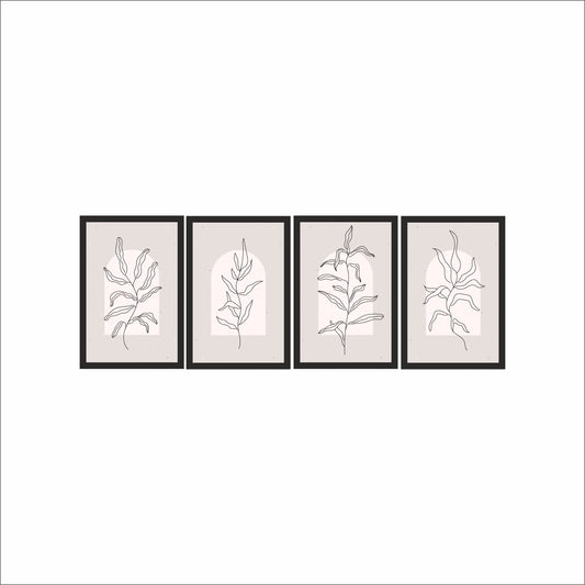 Abstract Leaf Line Art Frame Set – Modern Minimal Botanical Wall Decor 🌿