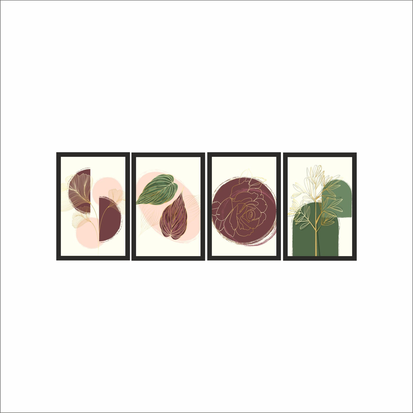 Earthy Botanical Harmony Wall Frame Set – Modern Nature-Inspired Art 🌿