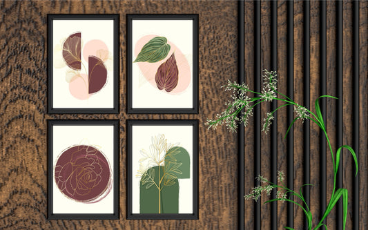 Earthy Botanical Harmony Wall Frame Set – Modern Nature-Inspired Art 🌿