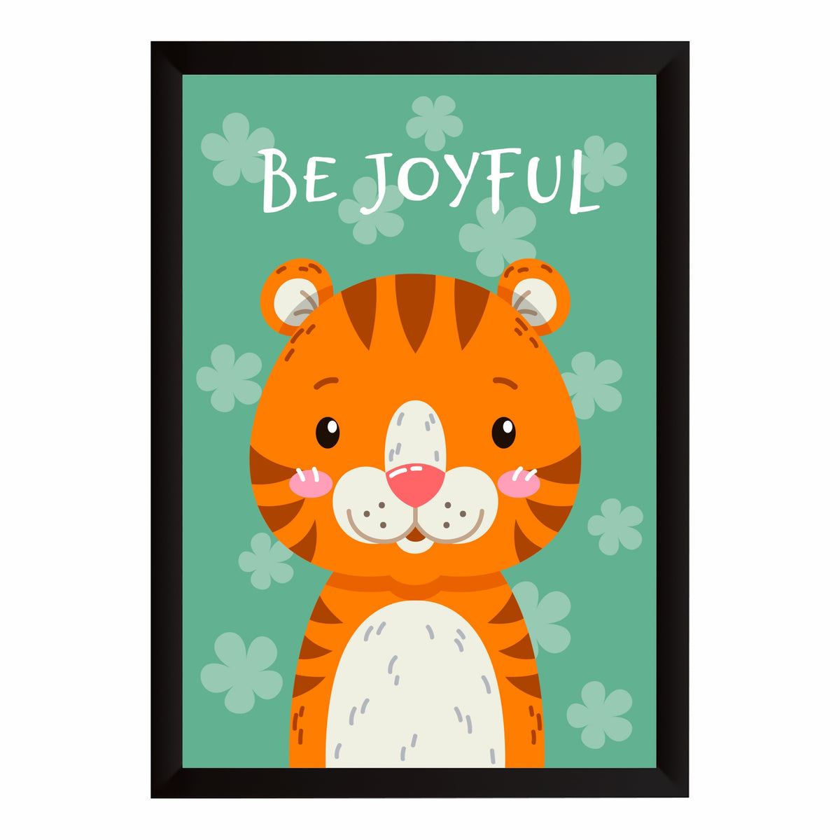 Be Joyful Tiger Nursery Wall Art | Cute Animal Kids Room Poster