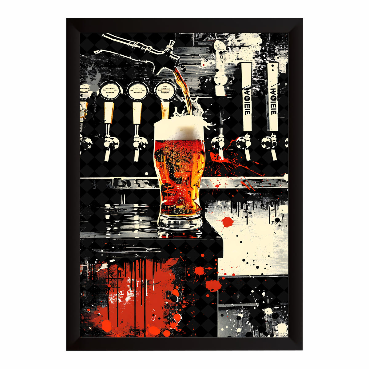 Beer Tap Wall Art | Framed Draft Beer Artwork | Pub & Brewery Décor | Beer Bar & Man Cave Wall Décor