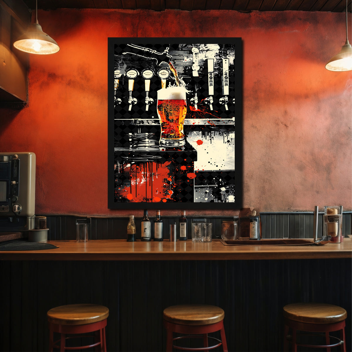 Beer Tap Wall Art | Framed Draft Beer Artwork | Pub & Brewery Décor | Beer Bar & Man Cave Wall Décor