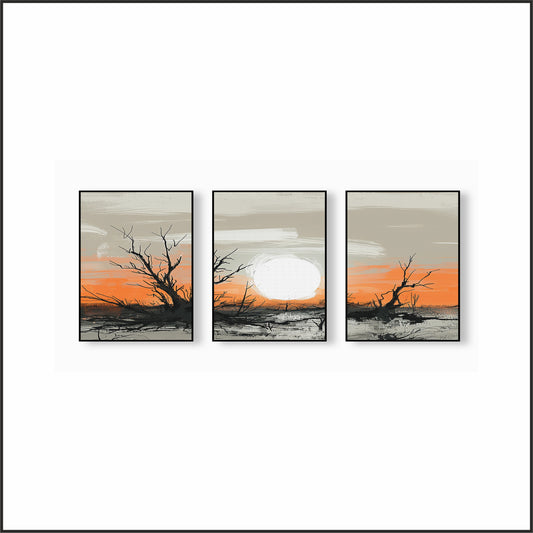 Sunset Horizon Wall Frame Set – Modern Elegance Meets Natural Calm