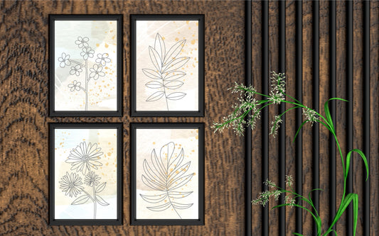 Botanical Line Art Wall Frame Set – Minimalist Nature Prints for Elegant Interiors 🌿