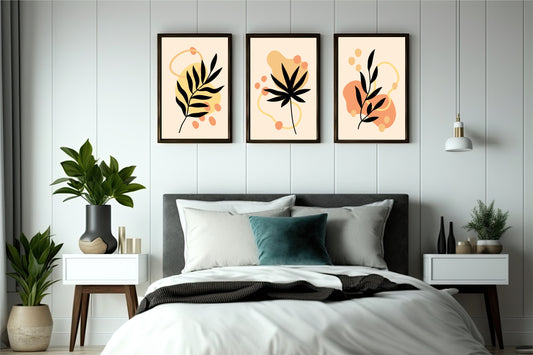 Abstract Botanical Harmony Wall Frame Set – Modern Nature Art for Stylish Interiors 🍂🖤