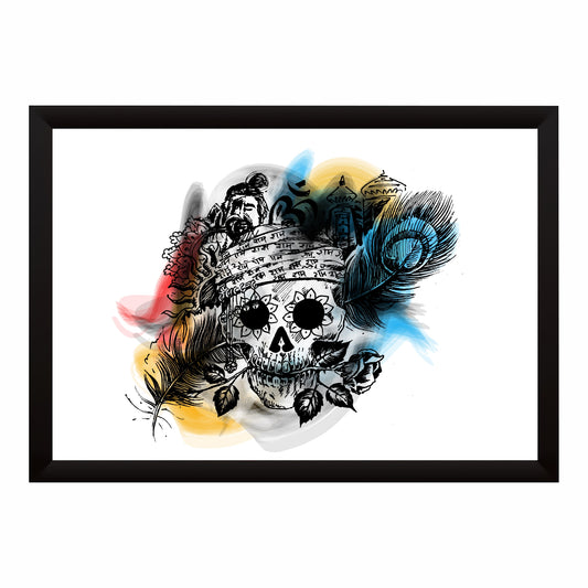 Ram Darbar Skull Wall Art | Lord Ram Religious Skull Artwork | Hindu Spiritual Wall Decor