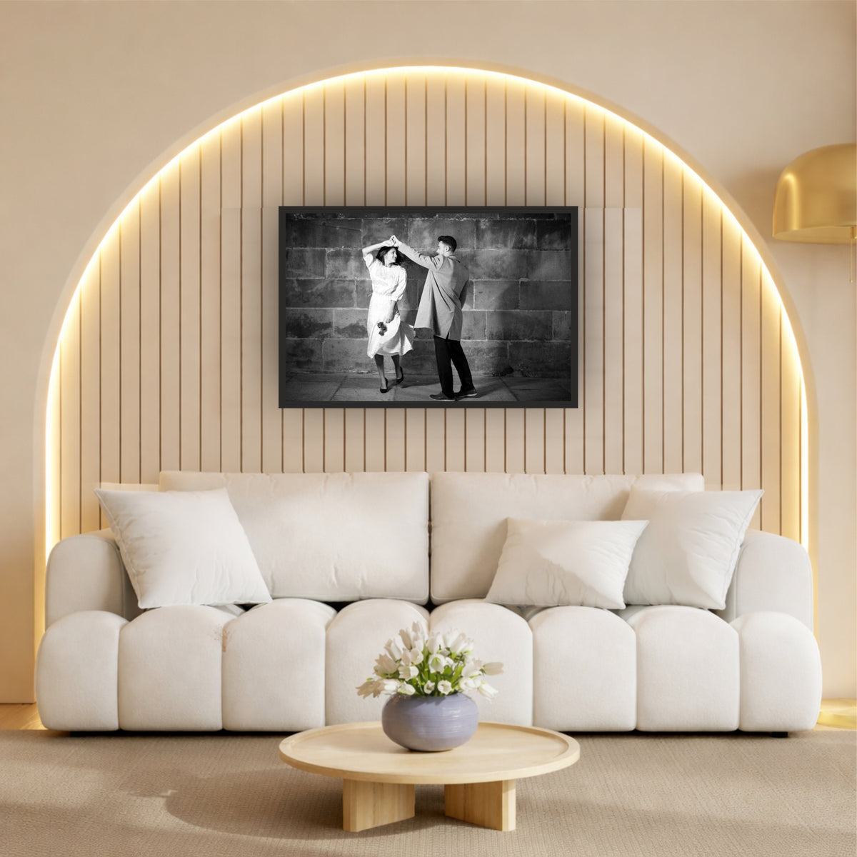 Romantic Couple Dancing Wall Art | Black & White Love Photography Canvas Print | Elegant Couple Dance Wall Decor | Minimalist Romance Artwork