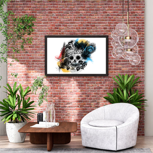 Ram Darbar Skull Wall Art | Lord Ram Religious Skull Artwork | Hindu Spiritual Wall Decor