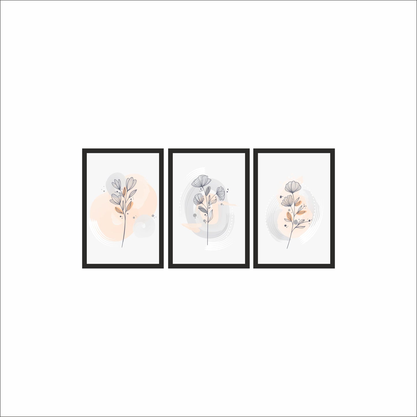 Minimal Bloom Wall Frame Set – Soft Elegance for Modern Spaces 🌸🖤