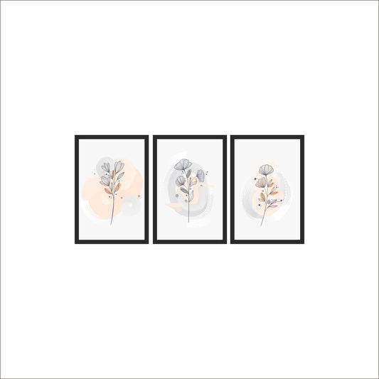 Minimal Bloom Wall Frame Set – Soft Elegance for Modern Spaces 🌸🖤