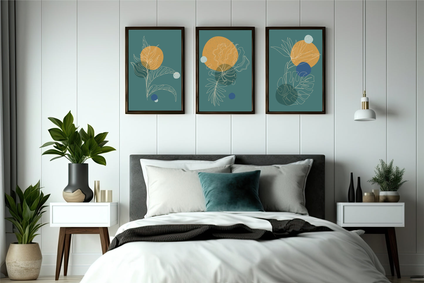 Abstract Botanical Wall Frame Set – Modern Art for Stylish Homes 🌿🟠