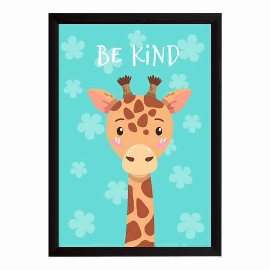 Be Kind Giraffe Nursery Wall Art | Cute Animal Kids Room Poster