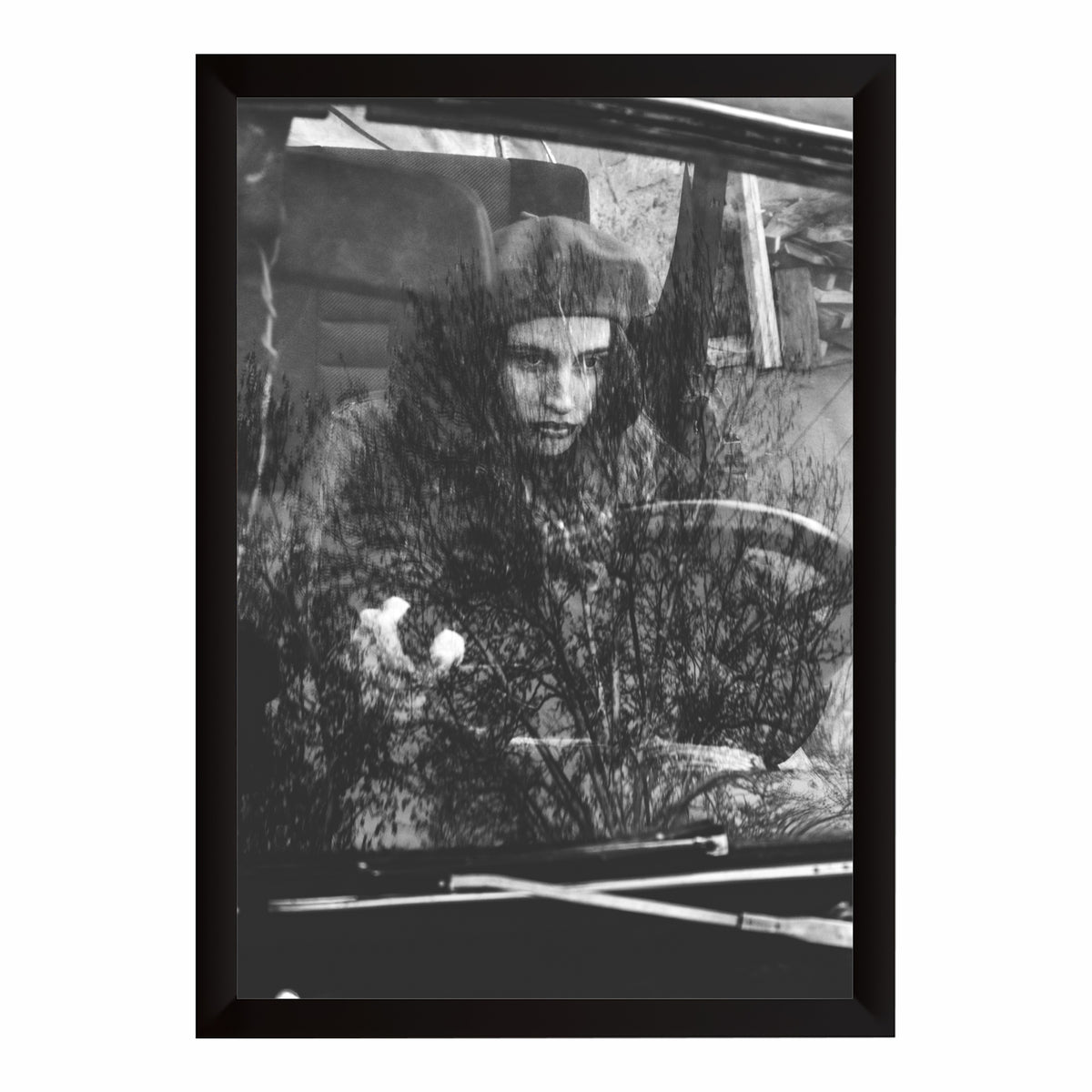 Moody Vintage Car Window Black & White Wall Art | Artistic Photography
