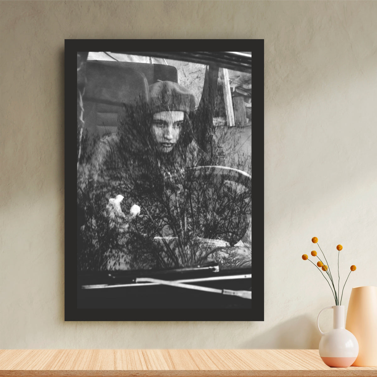 Moody Vintage Car Window Black & White Wall Art | Artistic Photography