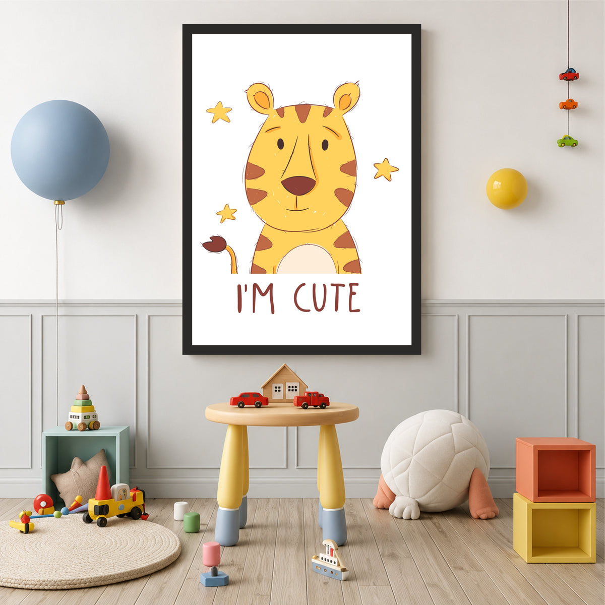 I'm Cute Tiger Wall Art | Cute Jungle Nursery Animal Print