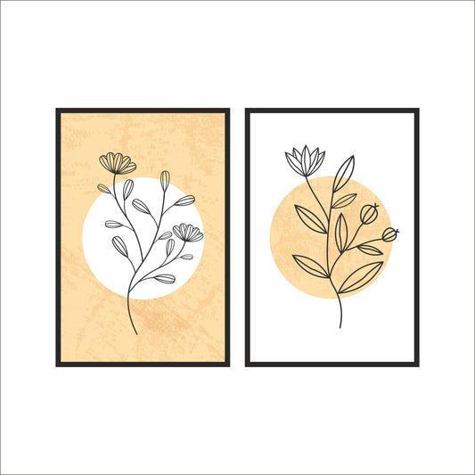 Minimal Botanical Line Art Wall Frame Set – Modern Abstract Decor for Peaceful Interiors 🌼🖤