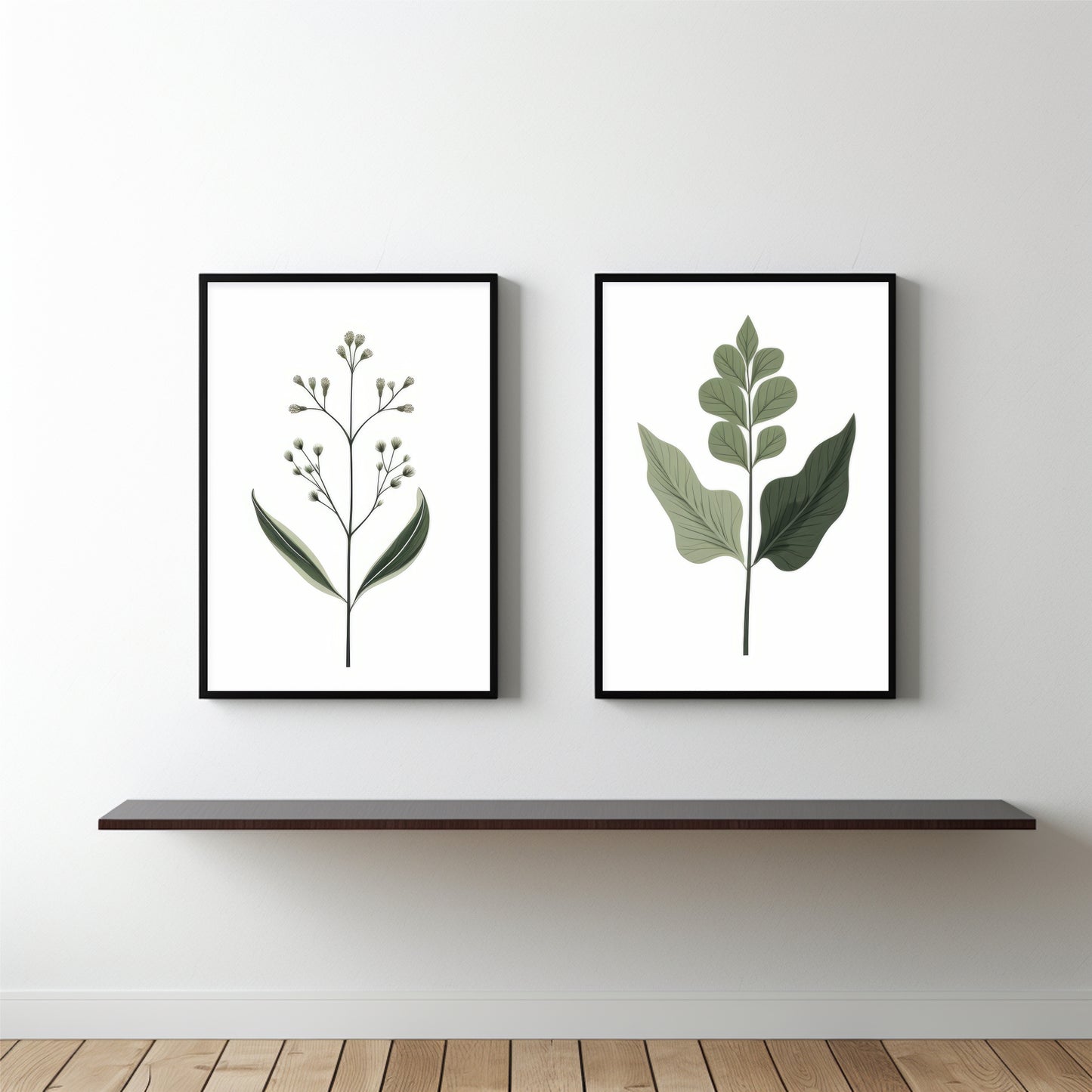 Green Botanical Leaf Wall Frame Set – Minimal Nature Art Prints for Modern Home Décor 🌿✨