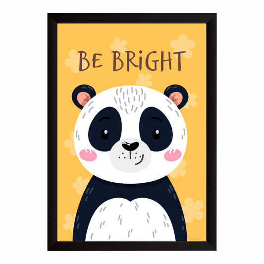Be Bright Panda Nursery Wall Art | Cute Animal Kids Room Poster