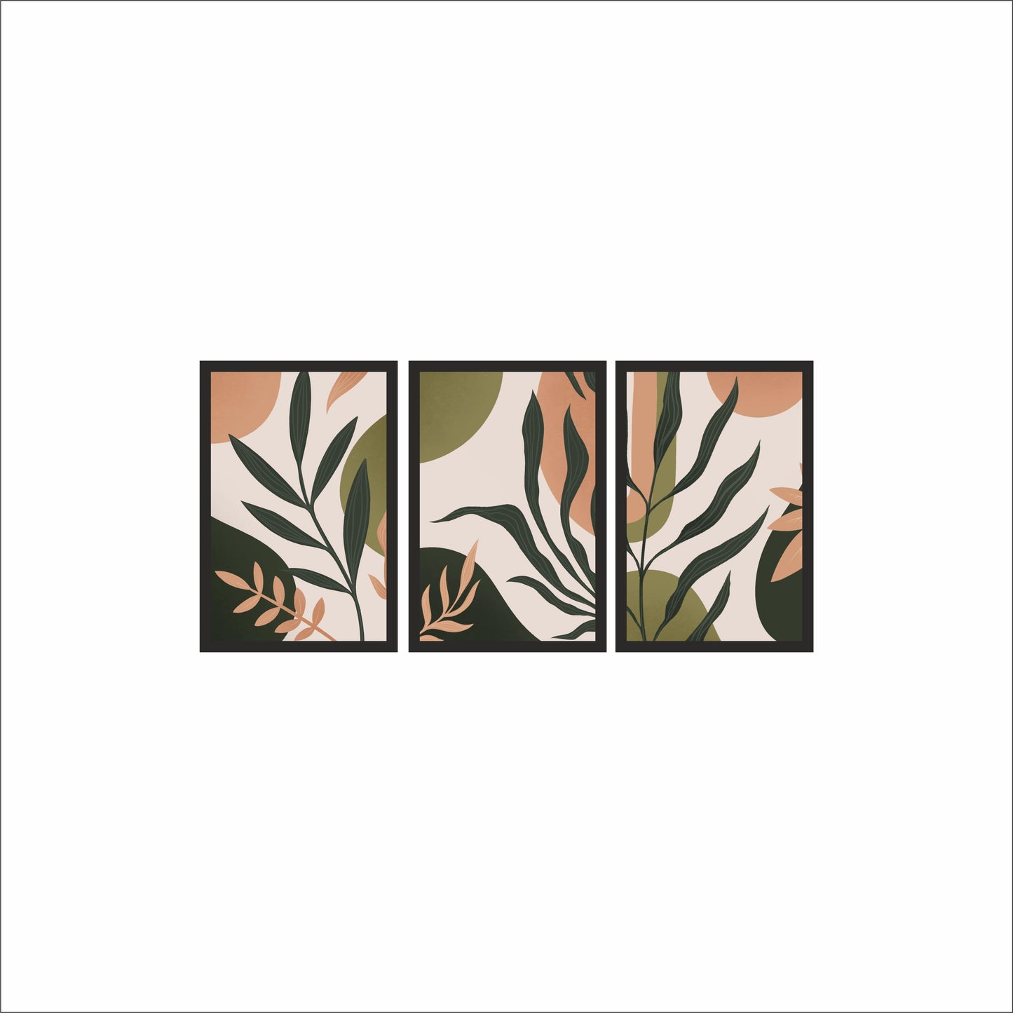 Terracotta Botanical Bliss Wall Frame Set of 3 – Modern Nature-Inspired Art for Living Room, Bedroom & Office 🌿✨