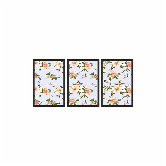 Blossom Grace Wall Frame Set of 3 – Elegant Floral Art for Living Room & Bedroom Decor 🌷🕊️