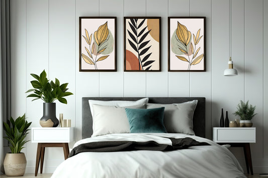 Earthy Harmony Leaf Wall Frame Set of 3 – Modern Abstract Botanical Art for Home & Office Decor 🍃