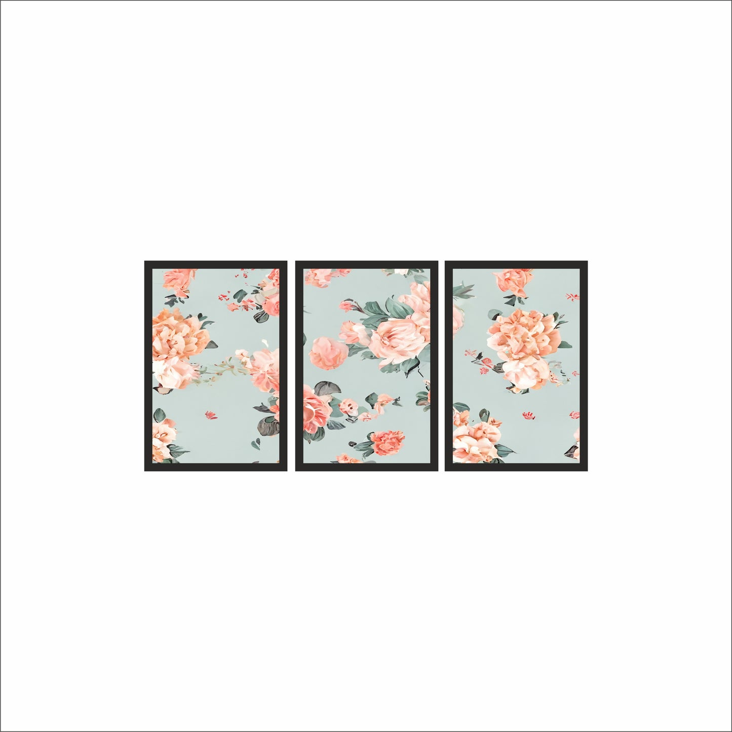 Blossom Elegance Floral Wall Frame Set of 3 – Romantic Rose Art for Living Room & Bedroom Decor 🌷