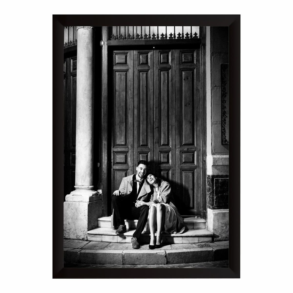 Romantic Couple Black & White Wall Art | Vintage Love Photography Print